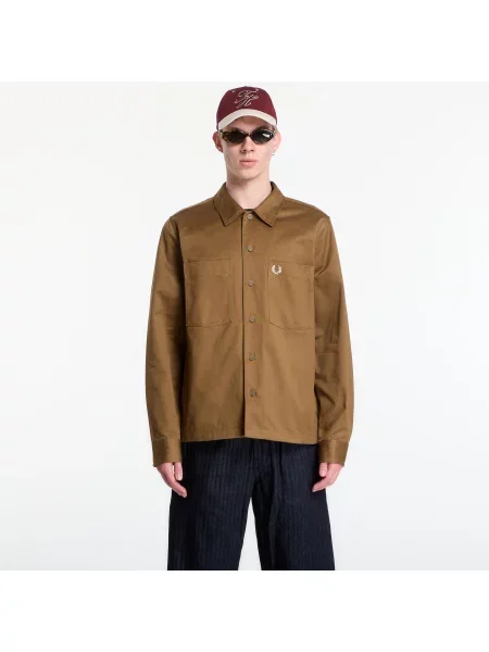 Μπουφάν Fred Perry Twill Overshirt Brown L καφέ