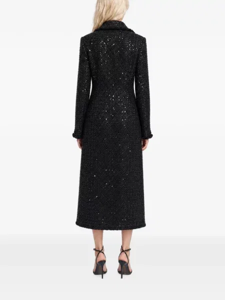 Lung palton Philipp Plein din tweed negru