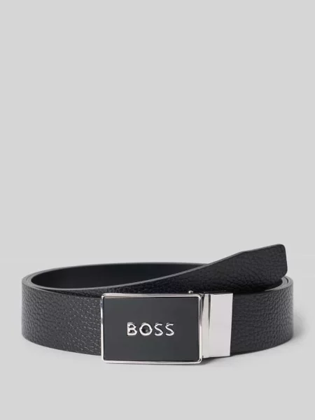 Pasek z naturalnej skóry model Icon' Boss czarny
