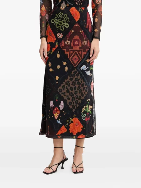 Fustă midi Never Fully Dressed până la genunchi negru