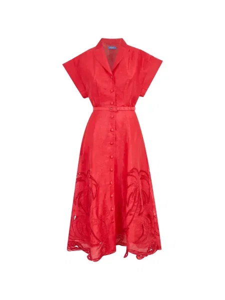 Sukienka midi Leo Lin do kolan garniturowa czerwona