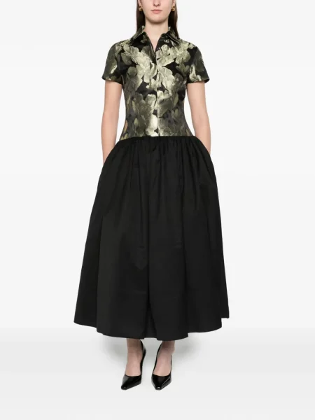 Rochie tip cămașă Abadia din jacard negru