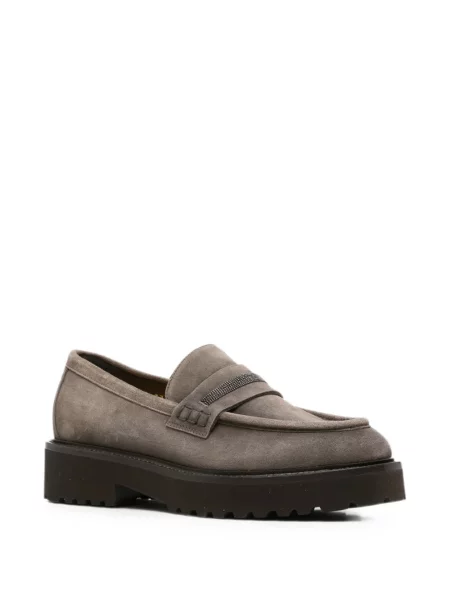 Pantofi loafer Doucal's din piele de căprioară gri