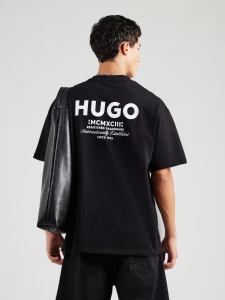 HUGO Tricou Nalono negru alb