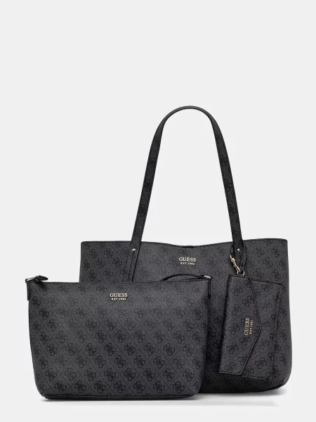 Duża torebka skórzana Guess skórzana czarna