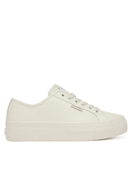 Sneakerși Calvin Klein cu șireturi din piele alb