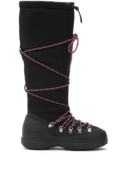 Botine Moon Boot cu șireturi din dantelă negru