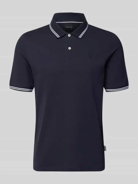 Koszulka polo o kroju regular fit z wyhaftowanym logo Bugatti granatowa