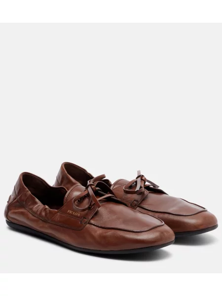 Pantofi loafer Prada din piele maro