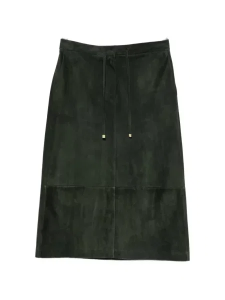 Fustă midi 's Max Mara din piele de căprioară cu cordon verde