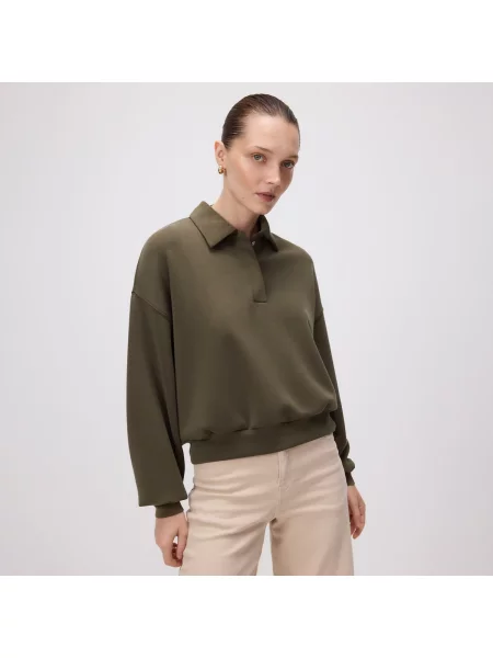 Reserved Polo mikina s modalem olivová