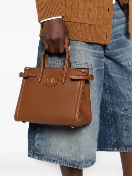 Geantă shopper Valentino Garavani maro