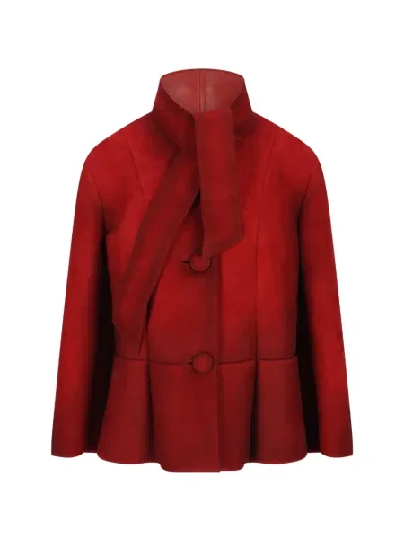 Geacă Prada din piele de căprioară roșu