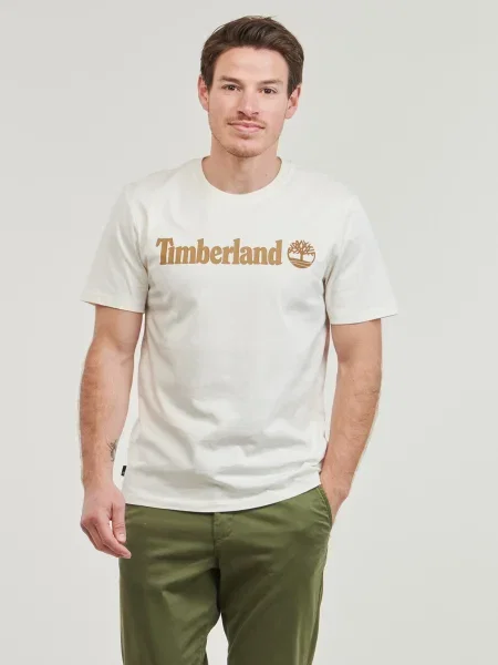 Rövid ujjú rövid póló Timberland autogrammal fehér