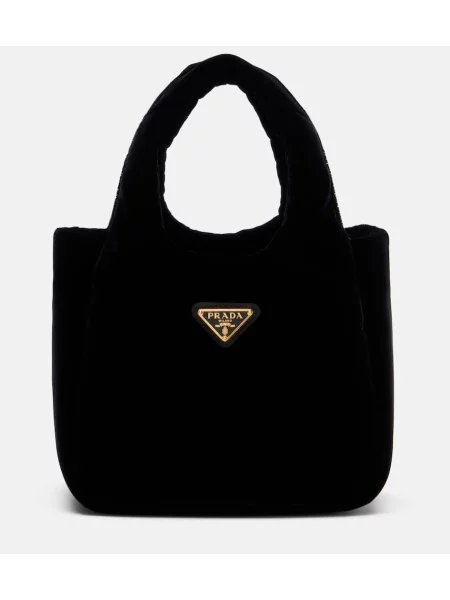 Aksamitna mała mały torebka Prada czarna