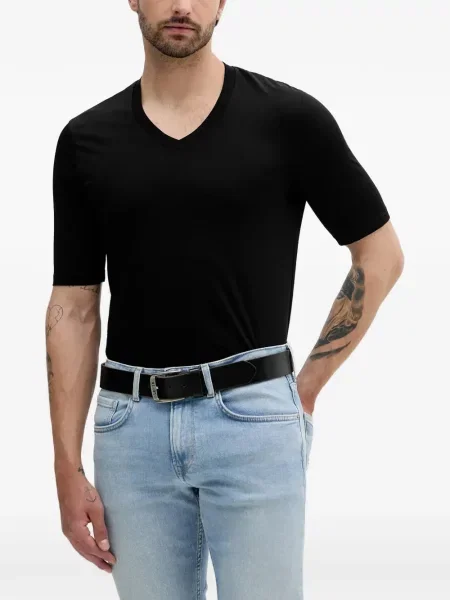 Tricou Armani Exchange cu imagine cu decolteu în V negru