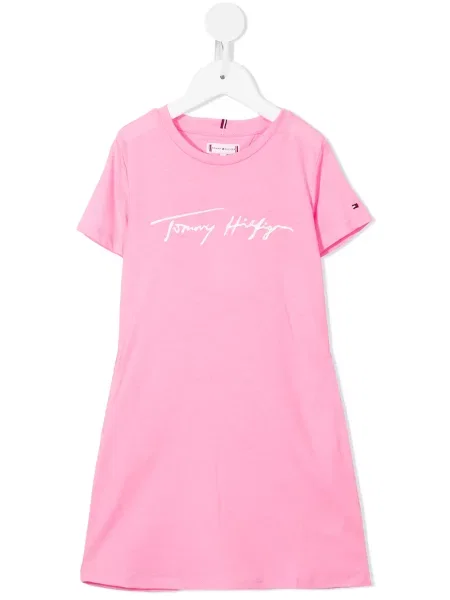 Sukienka koszulowa dziecięca Tommy Hilfiger różowa