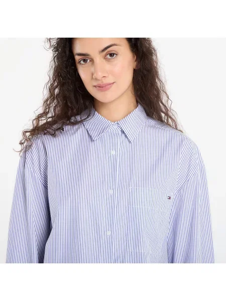 Риза Tommy Hilfiger New Poplin Modern Fit Shirt Hugh Stp/ Blue S синьо