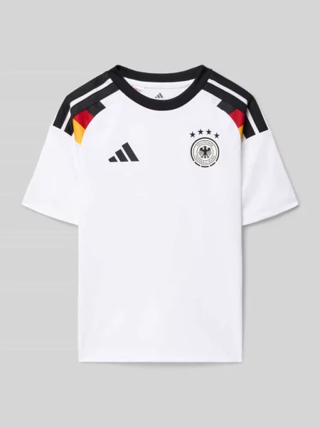Koszulka trykotowa krój regular fit z nadruk z logo i nadruk dfb Adidas Sportswear biała