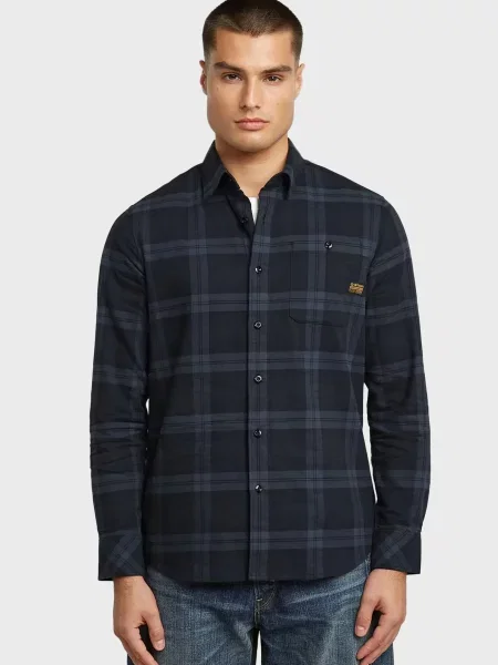 Картата сорочка G-star Raw синя