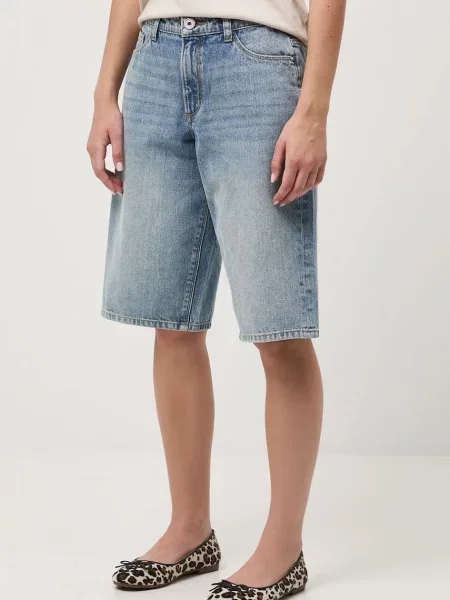 Medicine szorty gładkie high waist niebieski