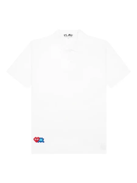 Polo Comme Des Garcons Play cu motiv cu inimi alb