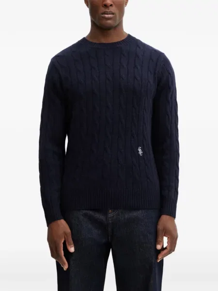 Pulover Sporty & Rich cu broderie albastru