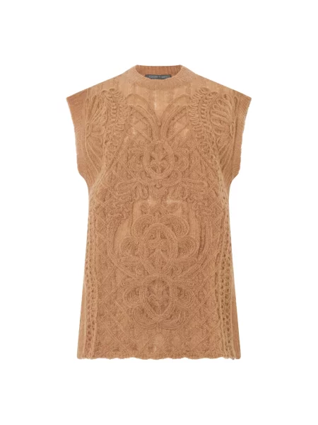 Sweter Alberta Ferretti wełniany bez rękawów beżowy