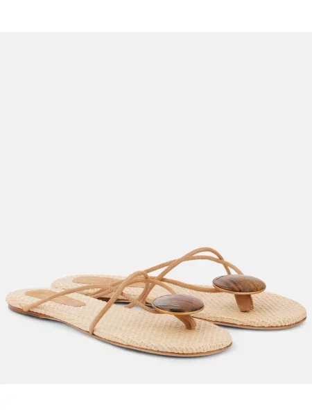 Chiloți tanga Christopher Esber din piele de căprioară bej