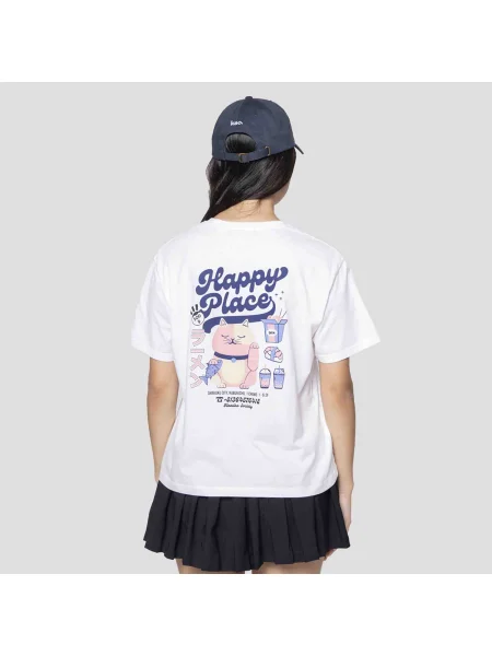 Tricou pentru femei Kaotiko Happy Place white alb