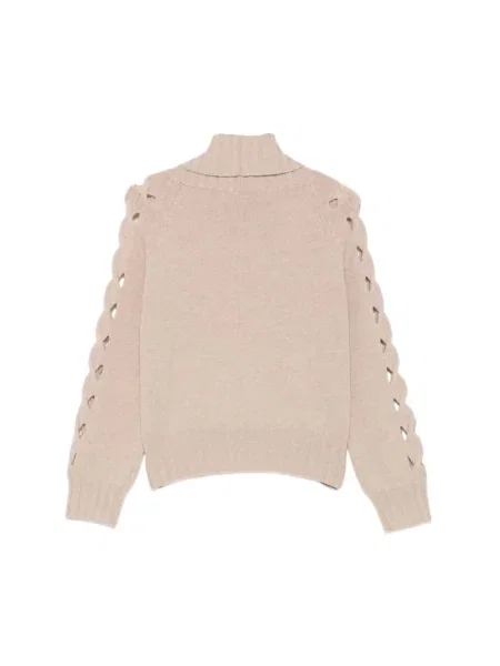 Sweter z golfem D.exterior w kratę beżowy