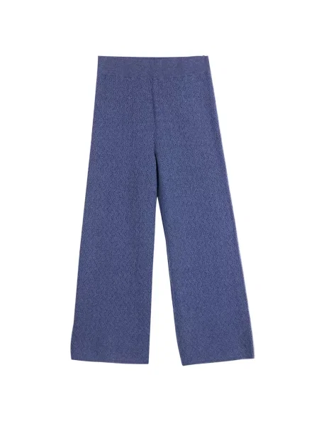 GOBI Cashmere Pantaloni Women's Wide-Leg Ajour Knit Cashmere Pants fumuriu albastru