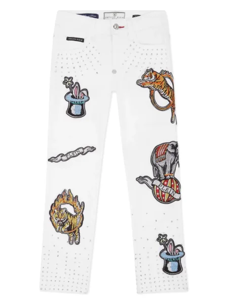Jeansy dziecięce Philipp Plein białe