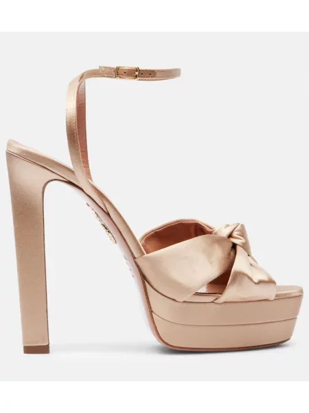 Sandale Aquazzura din satin cu platformă bej
