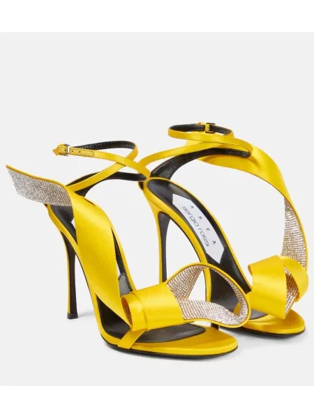 Sandale Area din satin galben