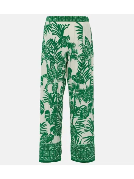Pantaloni Velvet cu talie înaltă de catifea verde