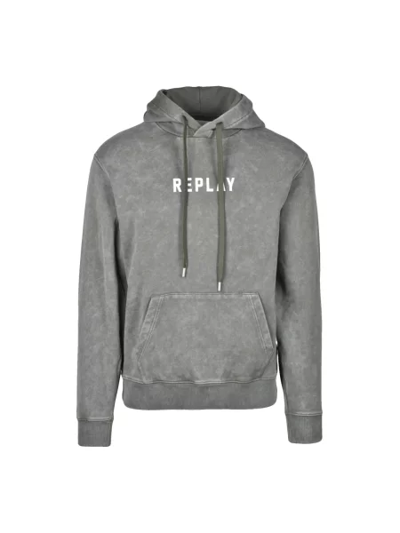 Bluza z kapturem Replay zielona