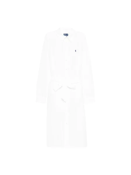 Sukienka koszulowa Polo Ralph Lauren z autografem biała