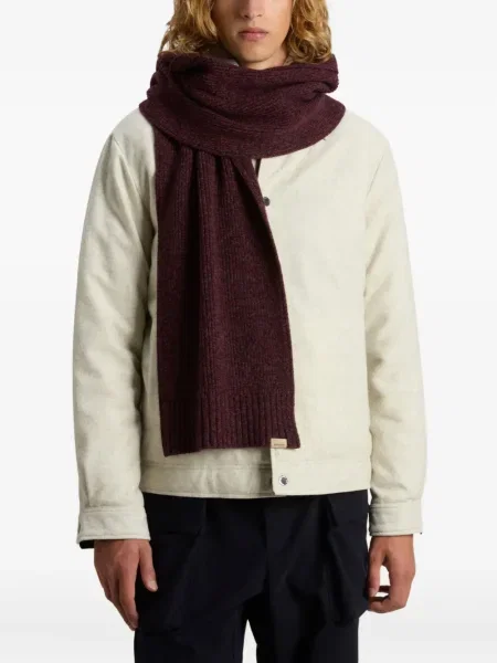 Fular Woolrich de lână cu nervuri roșu