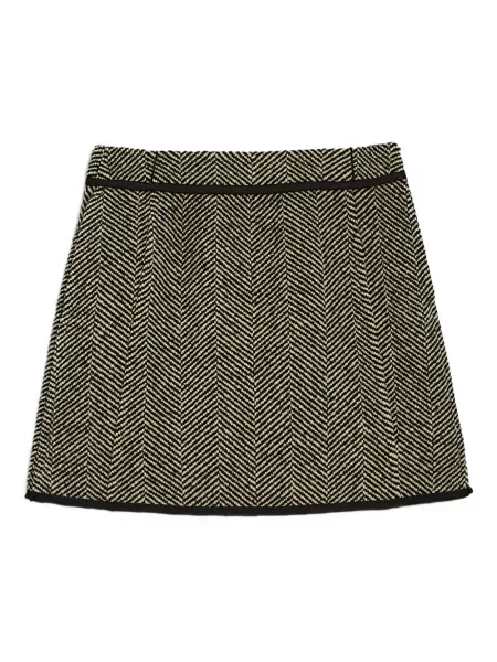 Fusta mini Jil Sander cu model herringbone verde