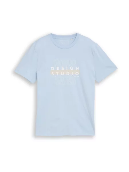 TOM TAILOR DENIM Tricou crem / albastru deschis alb
