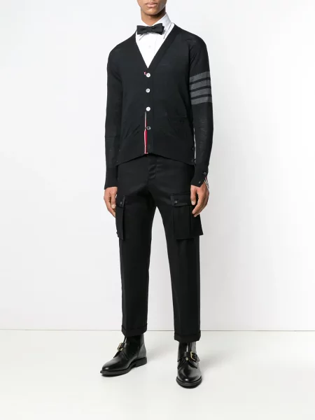 Cardigan Thom Browne de lână cu decolteu în V negru