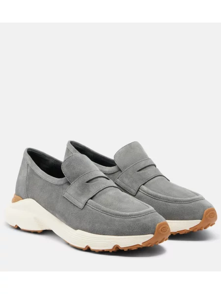 Pantofi loafer Tod's din piele de căprioară gri