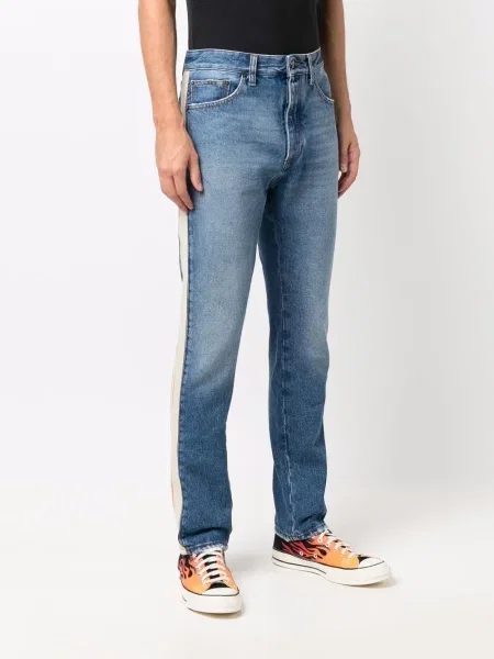 Pruhované straight fit džíny Palm Angels modré