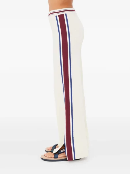 Pantaloni The Upside cu dungi tricotate alb