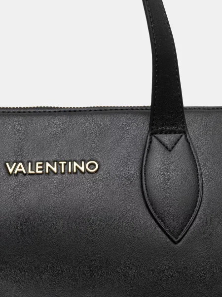 Lniana torebka Valentino Bags czarna