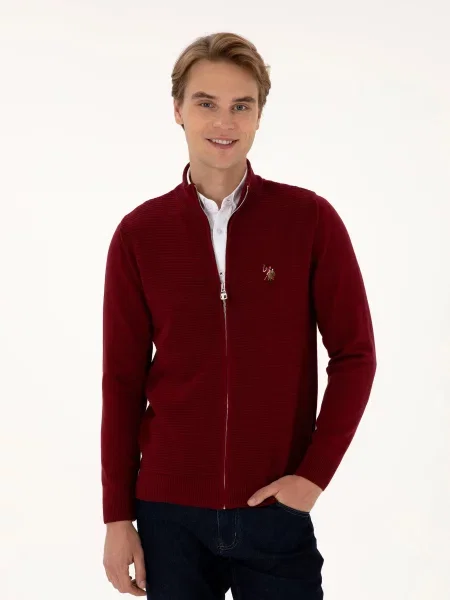 Кардиган US Polo бордовий