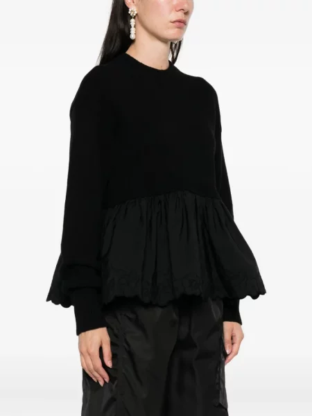 Pulover Cecilie Bahnsen cu volane negru