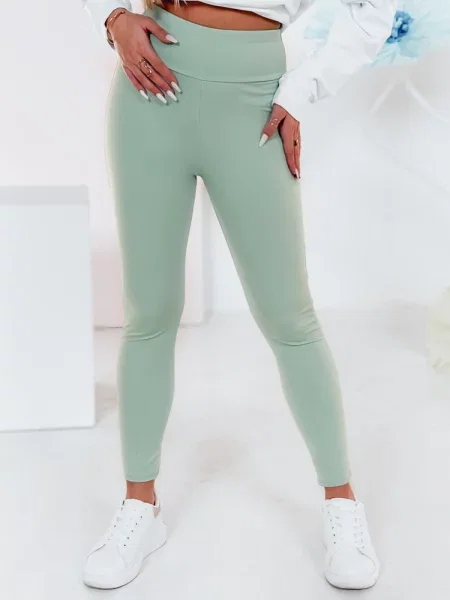 Legginsy z wysokim stanem SOFLEGG jasnozielone Dstreet