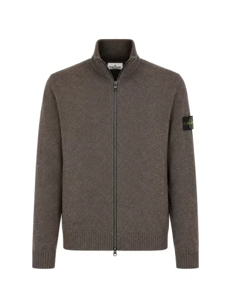 Pulover Stone Island de lână cu strasuri maro